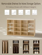 DINZI LVJ Shoe Storage Bench with Cushion, 16-Cubby Shoe Rack with Seat - Image 5