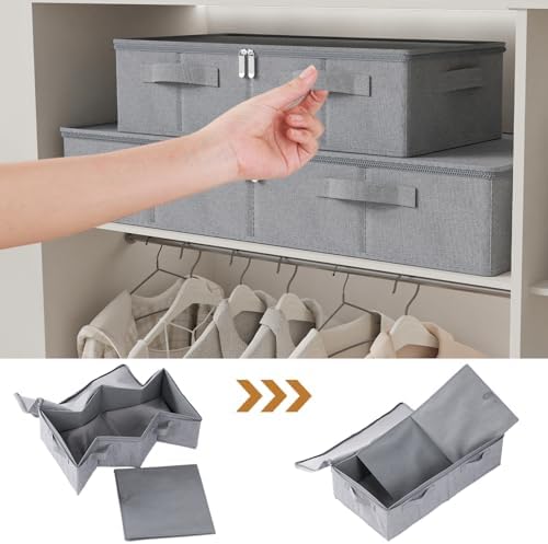 Underbed Fabric Storage Box with Lids,31.4x15.7x5.9in,Grey,2 Pack - Image 5