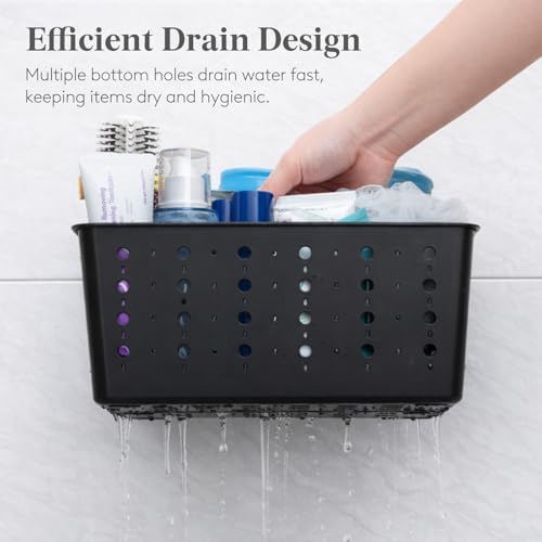 Lifewit Portable Shower Caddy, Plastic Basket Organizer, 2 Pack, Black - Image 5