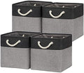 Temary 12 Inch Cube Storage Baskets 4 Pack Fabric Storage Bin for Clothes, Large Baskets with Handles, Basket for Organizing Towels, Blankets, Collapsible Cube Storage Bins (Black&Gray) by TEMARY