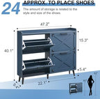 Barnyatoh Farmhouse Shoe Storage Cabinet,Shoe Organizer with 4 Flip Drawers - Image 2