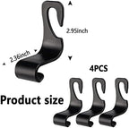 Utility Car Headrest Hidden Hook 33lbMax Car Hooks for Purses & Bags,Hat Holder for Truck Seat Hanger Storage Organizer for Coats,Umbrellas,Grocery Bags,Handbags Universal Car Accessories (Black) - Image 2