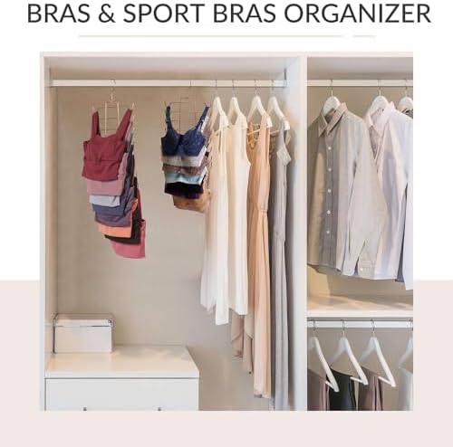 ZEDODIER 3 Pack Tank Top Hanger, Bra Organizer for Closet, Space Saving | 48 Hooks Total, Sturdy Metal, 360° Rotating, Foldable Design, Hanging Closet Organizers and Storage for Apartments and Dorms - Image 4