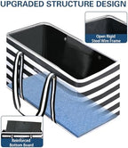 Stand Up Extra Large Utility Tote Bag, Foldable Reusable Grocery Bags with Metal Wire Frame & Reinforced Bottom Board, Large Utility Tote for Shopping, Car Trunk, Beach Bag（Black） - Image 3