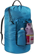 Laundry Bag with Shoulder Straps and Mesh Pocket Laundry Backpack Large Portable Laundry Hamper for College Laundromat Apartment (Light Blue) by CATOTEL