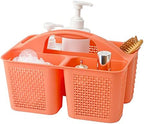 Plastic Portable Shower Caddy Basket with Handle, 3 Compartments, Orange by UUJOLY
