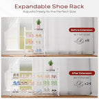 Bumusty 4 Tier Long Expandable Shoe Rack for Closet, White - Image 5