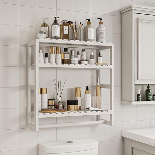 Galood Over The Toilet Storage Bathroom Shelves Wall Mounted 3 Tier White - Image 3