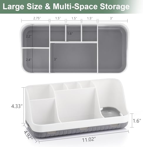 GFWARE Toothbrush Holders for Bathrooms Countertop Organizer - Kids Electric Toothbrush and Toothpaste Holder Detachable 7 Slots Tooth Brush Organization Bathroom Accessories Storage Vanity, White - Image 6