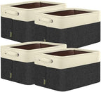BALEINE 4 Pack Fabric Closet Storage Bins for Shelves, Linen Closet Organizers and Storage, Decorative Baskets for Organizing, Shelf, Clothes, Home, Office (Black, 17''x13''x10.5'') by BALEINE