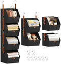 Homsorout Hanging Closet Organizer 4 Tier - Clothes Hanging Shelves, Space-Saving Closet System, Fabric Storage Bins Bedroom Organization, Collapsible Baskets for Home, Dorm, Rv, Black by Homsorout