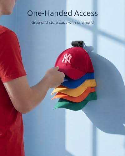 Ozueccr Baseball Hat Rack for Wall, 4 Pack, Holds 23 Caps - Image 3