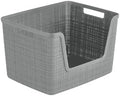 Curver Set of 4 Large 18L Easy Access Jute Decorative Plastic Organization and Storage Baskets - Perfect Bins for Home Office, Closet Shelves, Kitchen Pantry and All Bedroom Essentials, Grey by Unknown
