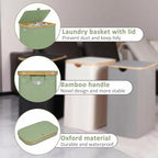 iEGrow 65L Slim Laundry Hamper, Narrow Laundry Basket with Lid,Foldable Clothes Hamper with Bamboo Frame,Hamper Basket with Removable Inner Bag for Laundry Room Bedroom College Dorm,17.17 Gals Green - Image 5