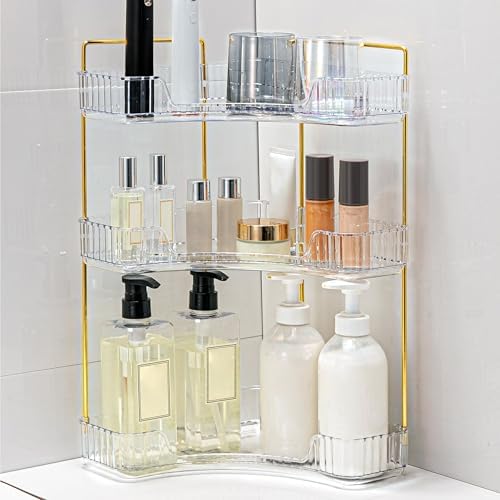 Corner Bathroom Counter Organizer Bathroom Countertop Shelf Makeup Organizer for Vanity Perfume Tray for Corner Storage (3 Tiers, White) - Image 6