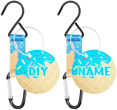 Blue Ice Cream Drip Baseball Softball Dugout Organizer Bag Fence Hook Helmet Glove Hanger with Name Tag Sports Team Gifts Gear for Boys Girls Coach Mom Must Have Travel Accessory-2pcs by Eyourlife