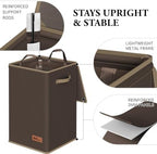 Simple Houseware Foldable Laundry Hamper Basket with Lid and Bag, Brown - Image 3