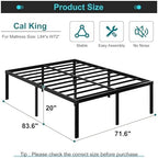 Maenizi California King Bed Frames, 20 Inch Heavy Duty Metal Platform with Steel Slat, - Image 2
