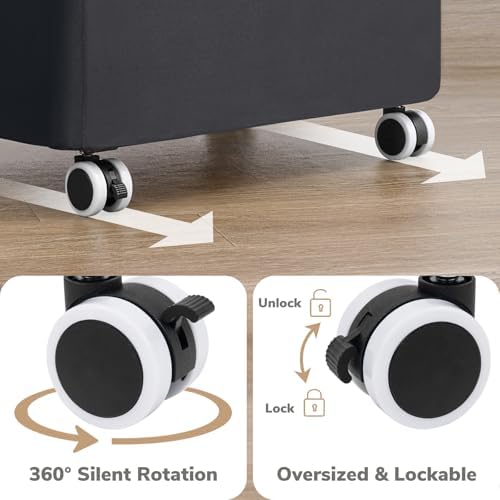 Goodpick 100L Large Rolling Laundry Basket with Wheels and Lid, Black - Image 4