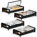 Yecaye 60L Under Bed Storage with Wheels, 4 Pack, Black | 360° Rolling Wheels, Clear Lids & Label, Reinforced Handle, Rolling Metal Drawers for Clothes, Blankets, Shoes in Bedroom by Yecaye