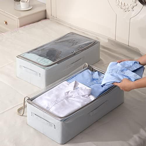 CYhom Under Bed Storage Bins Frame Storage Box Oxford Fabric Sturdy Underbed Container Foldable Stackable Large Capacity Clothes Organizer - Image 2