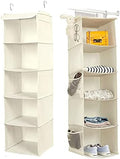 BrilliantJo 5 Shelves Hanging Closet Organizer, 2 Pack Hanging Storage with 6 Side Pockets for Clothes Shoes, 43"x12"x12"(Beige) by BrilliantJo