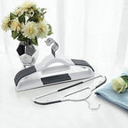 SONGMICS Pack of 30 Coat Hangers, Space-Saving Plastic Clothes Hangers | Non-Slip, 0.2 Inches Slim, 16.5 Inches Wide, 360° Swivel Silver Hook, White and Dark Gray, UCRP20WG30 - Image 2