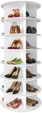 SpaceAid 7 Tier Rotating Shoe Rack Tower, Spinning Shoe Display Lazy Susan, Revolving 360 Shoe Rack Storage Round Carousel, Vertical Handbag Rotate Shoes Closet Organization (7-Tier White) by SpaceAid