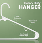 Utopia Home Plastic Hangers 100 Pack – Built-in Strap Hooks White | Space saving | Durable & strong | Closet organizer | Clothes hangers | Ideal for shirts, pants, skirts & coats - Image 2