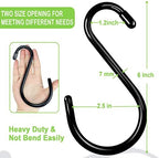 DINGEE 24 Pack Heavy Duty S Hooks, Non Slip Rubber Coated, 7mm Thick Metal Black S Hooks for Hanging Plants, Closet, Bird Feeders, Kitchen, Large Objects, Tools, Bikes - Image 2