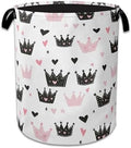 Pink Crowns Laundry Basket Collapsible Laundry Hamper Clothes Storage Bin for Bathroom Bedroom Room Decor 16" X 20.8" by NSMNSM