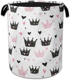 Pink Crowns Laundry Basket Collapsible Laundry Hamper Clothes Storage Bin for Bathroom Bedroom Room Decor 16" X 20.8" by NSMNSM