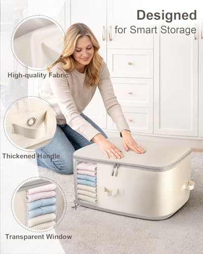 Comforter Storage Bag - 3-Layer 4-Pack Self Compression Organizer, Closet Organizers and Storage, Under Bed Space Saver, Blanket Organizer for Bedding, Pillow, Sheet, Clothes, Nursery Use - Image 6