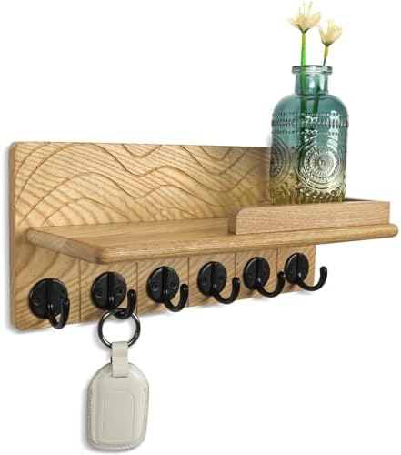Key Holder Wall Decor, 11.8" Solid Ash Wood Entryway Organizer by Unknown