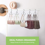 6 Pack Purse Hanger for Closet, 12 Storage Capacity Rotatable Purse Hooks, Hanging Backpack Bag Holder, Closet Organizers and Storage, Black - Image 4