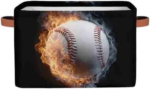 Baseball Fire Storage Basket Toy Storage Bins Collapsible Cube Organizer by hongjinglin