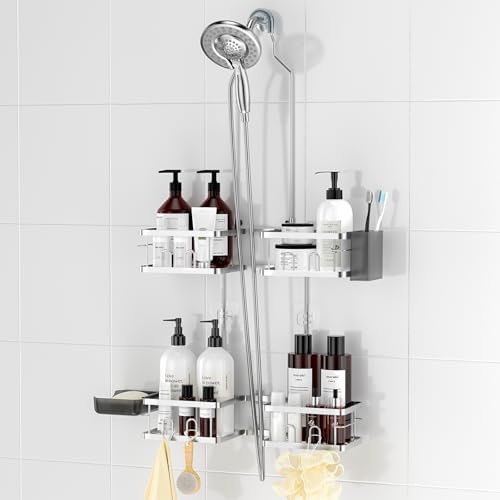 REINHARDT Adjustable Shower Caddy Hanging for Handheld Showerheads, Silver by REINHARDT