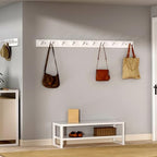 SKOLOO Wall Mounted Coat Rack 38", 10 Hooks, Bamboo, Shaker Style, White - Image 3