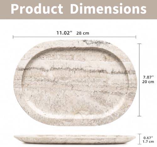 Oval Travertine Tray, 11"x7.9" Bathroom Marble Tray for Perfume Jewelry - Image 3