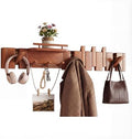 Mid Century Modern Wood Coat Rack Wall Mount with Shelf, 9 Hooks, Walnut by Unknown