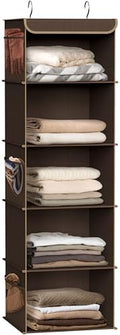 Simple Houseware 5 Shelf Hanging Closet Organizer, Brown | 360° Rotating Dual Hooks, Top Support Metal Frame, 6 Side Mesh Pockets by SimpleHouseware