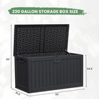 Greesum 230 Gallon HDPE Outdoor Storage Box with Removable Dividers, Weatherproof Oversized Deck Box for Patio, Garage, Garden, Black - Image 7