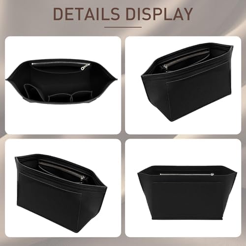 Doxo Purse Organizer Insert for Longchamp Le Pliage Tote, Large Bag Organizer with YKK Zipper Pocket & Cup Holder, Handbag Shaper for Women, Fits Original/Green/Energy L Tote, Black-WL - Image 7