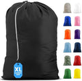 Nylon XL Laundry Bag, Large Capacity with Locking Drawstring, Machine Washable, Fits Laundry Baskets or Hampers, Holds 2 Loads of Clothes (Black, 30" x 40") by Handy+Laundry