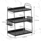 3 Tier Bathroom Counter Organizer with Side Baskets, Wooden Vanity Shelf - Image 3