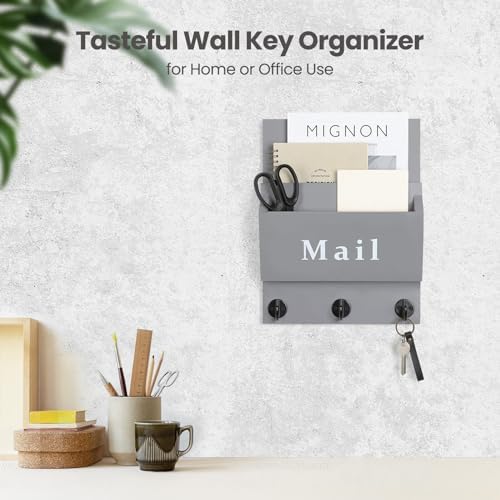 Mail and Key Holder, Wall Key Holder with 2 Mail Organizer Slot and 3 Hooks - Image 6
