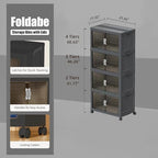 Collapsible Storage Bins with Lids and Front Doors, Heavy-Duty Stackable Plastic Organizers, Folding Utility Storage Boxes for Garage, Office, Pantry and Home (4, Dark Grey, 30 Gal/Rack) - Image 2