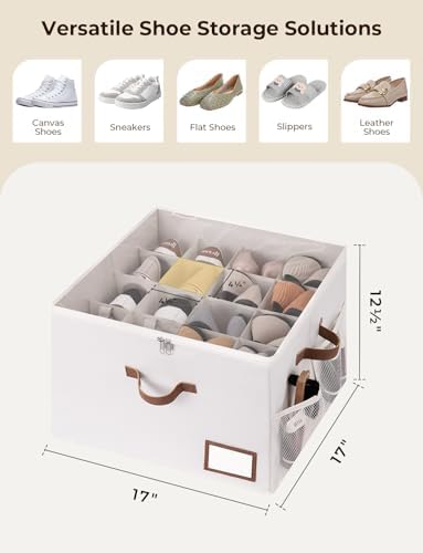 StorageWorks Shoe Storage Organizer for Closet, Up to 16 Pairs, Beige - Image 3