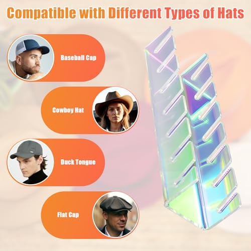 Hat Organizer for Baseball Caps Hat Rack Acrylic Hat Stand 2Pack No Install - Image 6