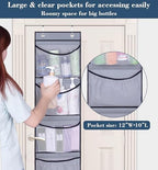 KEETDY Hanging Shelves Over the Door Organizer Storage for Closet with 5 Pockets Organizer for Bedroom Bathroom, 2 Pack（Grey） - Image 5